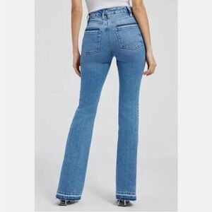 Good American Frayed Hem Boot/Flare Jeans